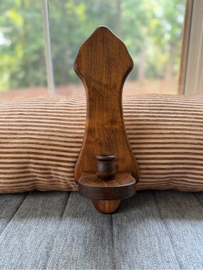 Wooden Wall Taper Candle Sconce - Warm Walnut Finish